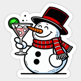 Snowman drinking a Cocktail Sticker